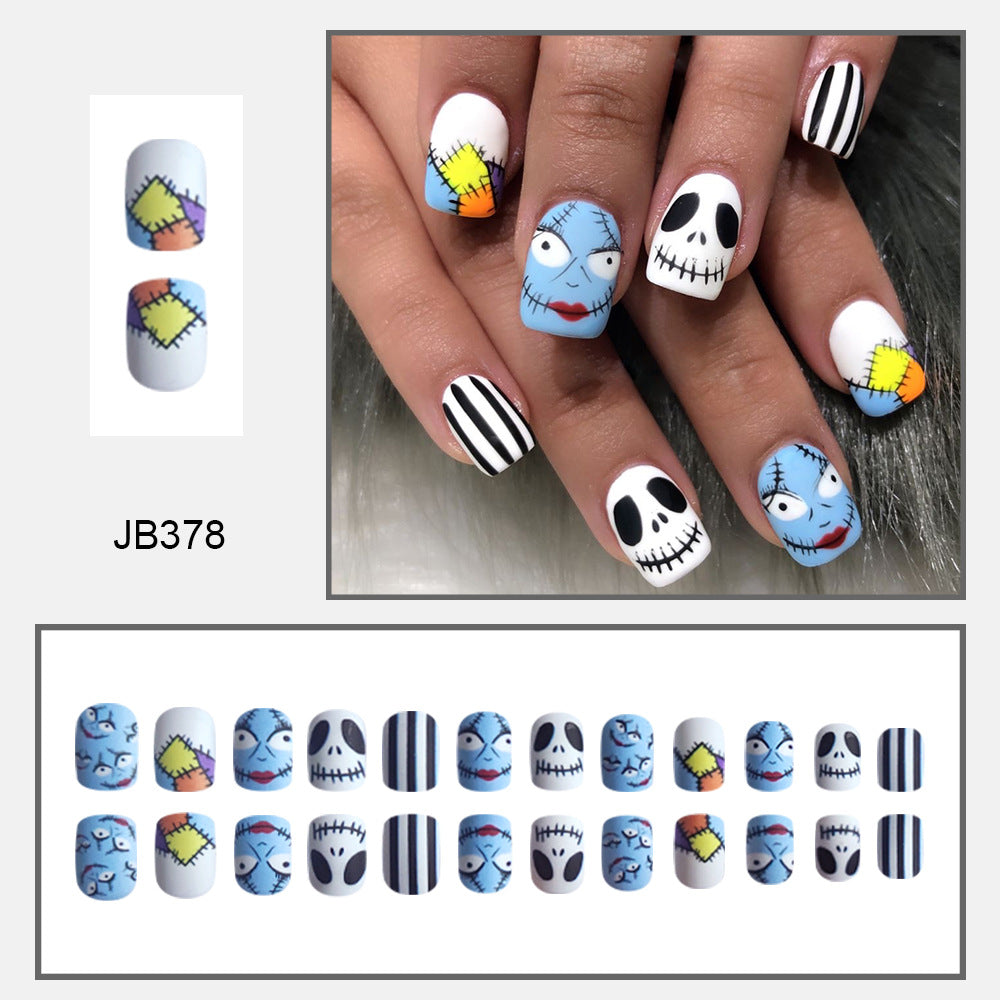Wholesale 24 Pieces/box Halloween Press-on Nails Kits Nail Stickers ACC-NS-FengLi018
