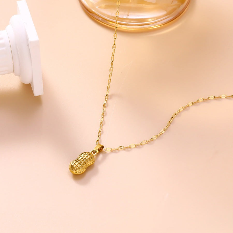 Wholesale Stainless Steel Peanut Pendant Clavicle Necklace for Women Trendy Summer Jewelry Gift for Party