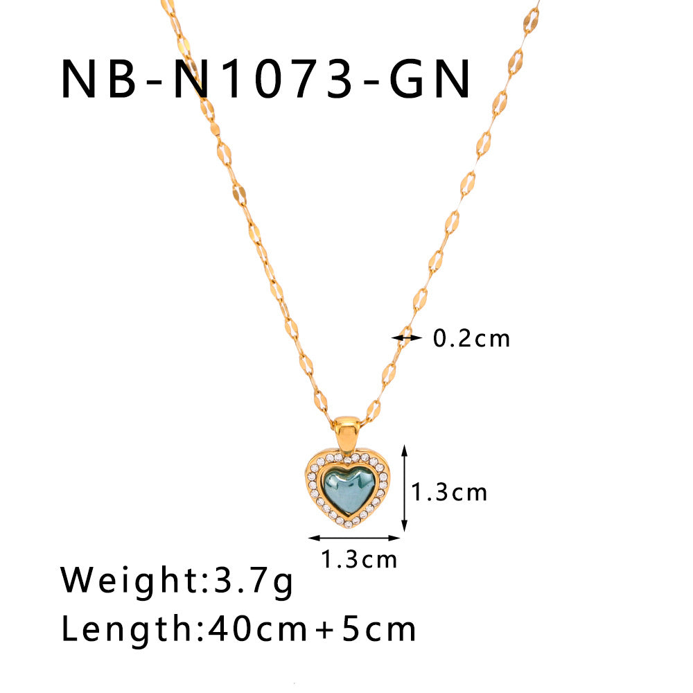 Wholesale  Stainless steel love-shaped necklace oil drop clavicle chain