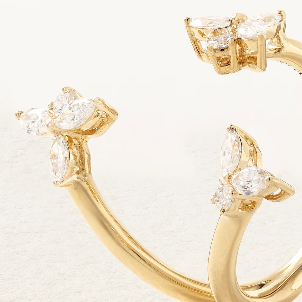 Wholesale Flower Ring Light Luxury Rhinestone Open Ring