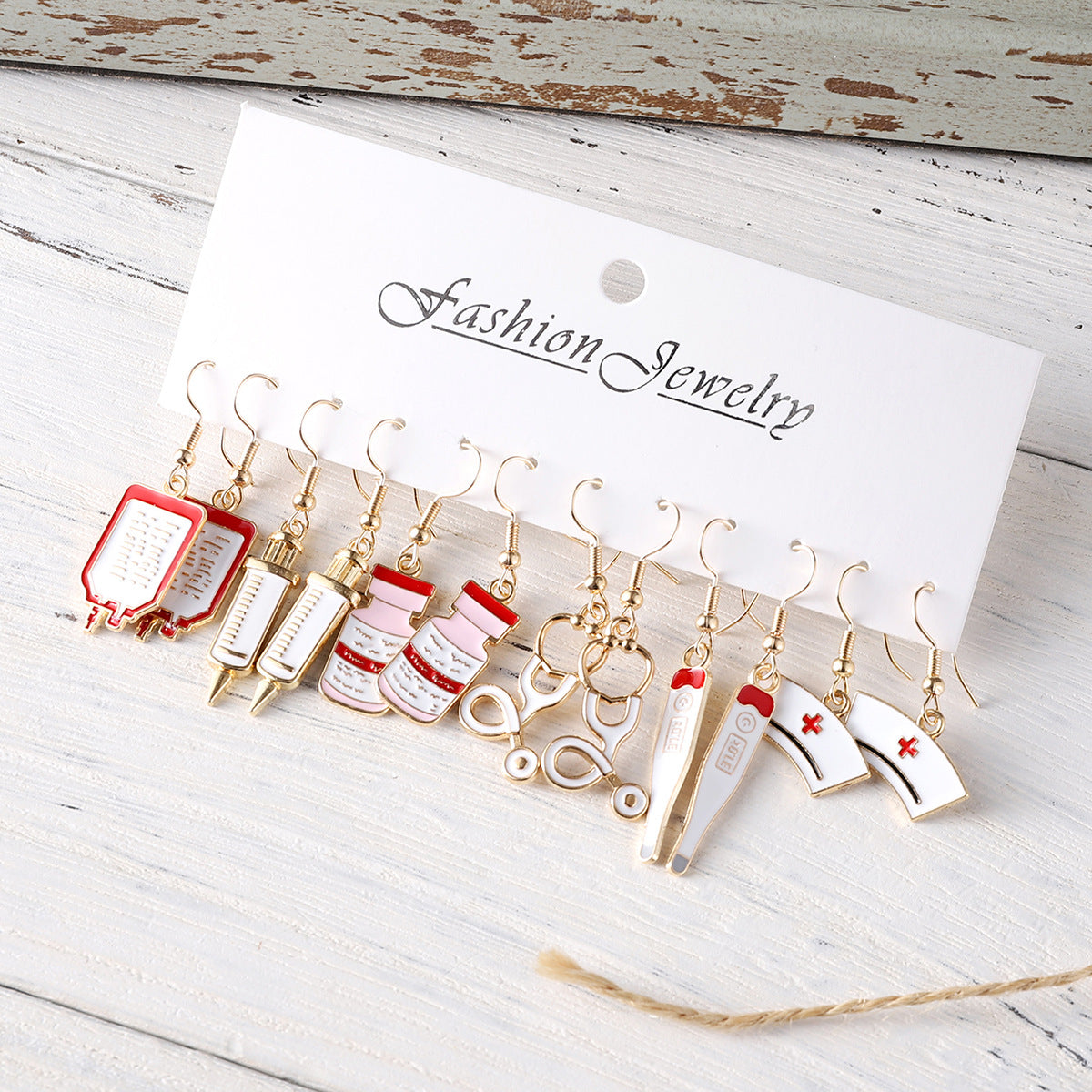 Wholesale  Nurses Day Nurses Hat Nurses Clothing Stethoscope Pendant Earrings suit