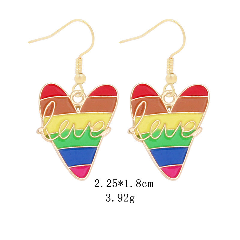Wholesale LGBT Pride Month Rainbow Alloy Earrings ACC-ES-BinLi002