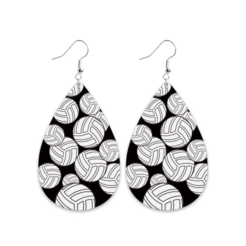 Wholesale 2 Pairs/pack Football Rugby Leather Earrings ACC-ES-HY182