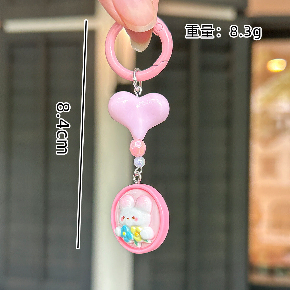Wholesale Pink Flower Rabbit Resin Cartoon Keychain