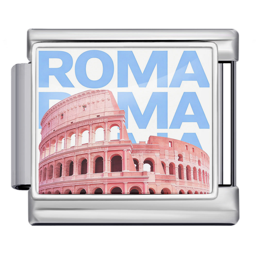 Wholesale 9mm Italian Charm Starter Bracelets DIY Landmark Pattern Stainless Steel Composable Bracelet