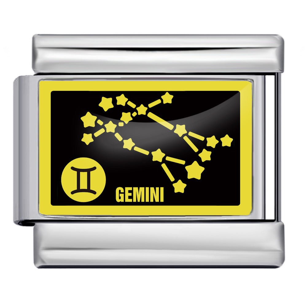 Wholesale Italian Charm Bracelet 9mm DIY Splicing 12 Constellation Series Stainless Steel Composable Bracelet