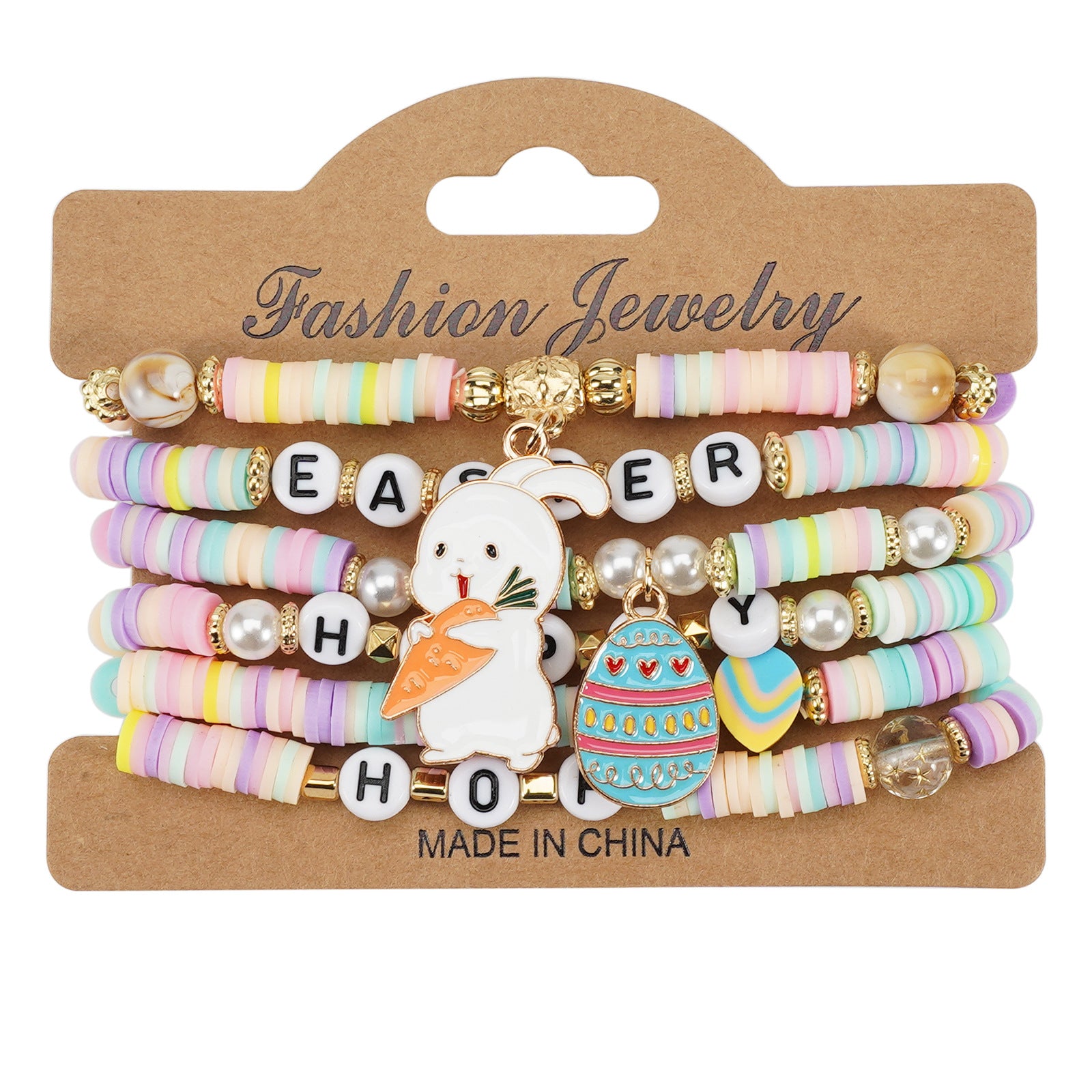Wholesale Rabbit Egg Soft Ceramic Beaded Bracelet Easter Bracelet
