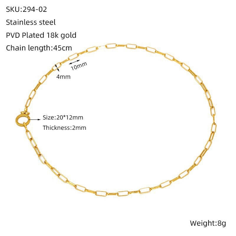 Wholesale Stainless steel electroplated pure chain necklace