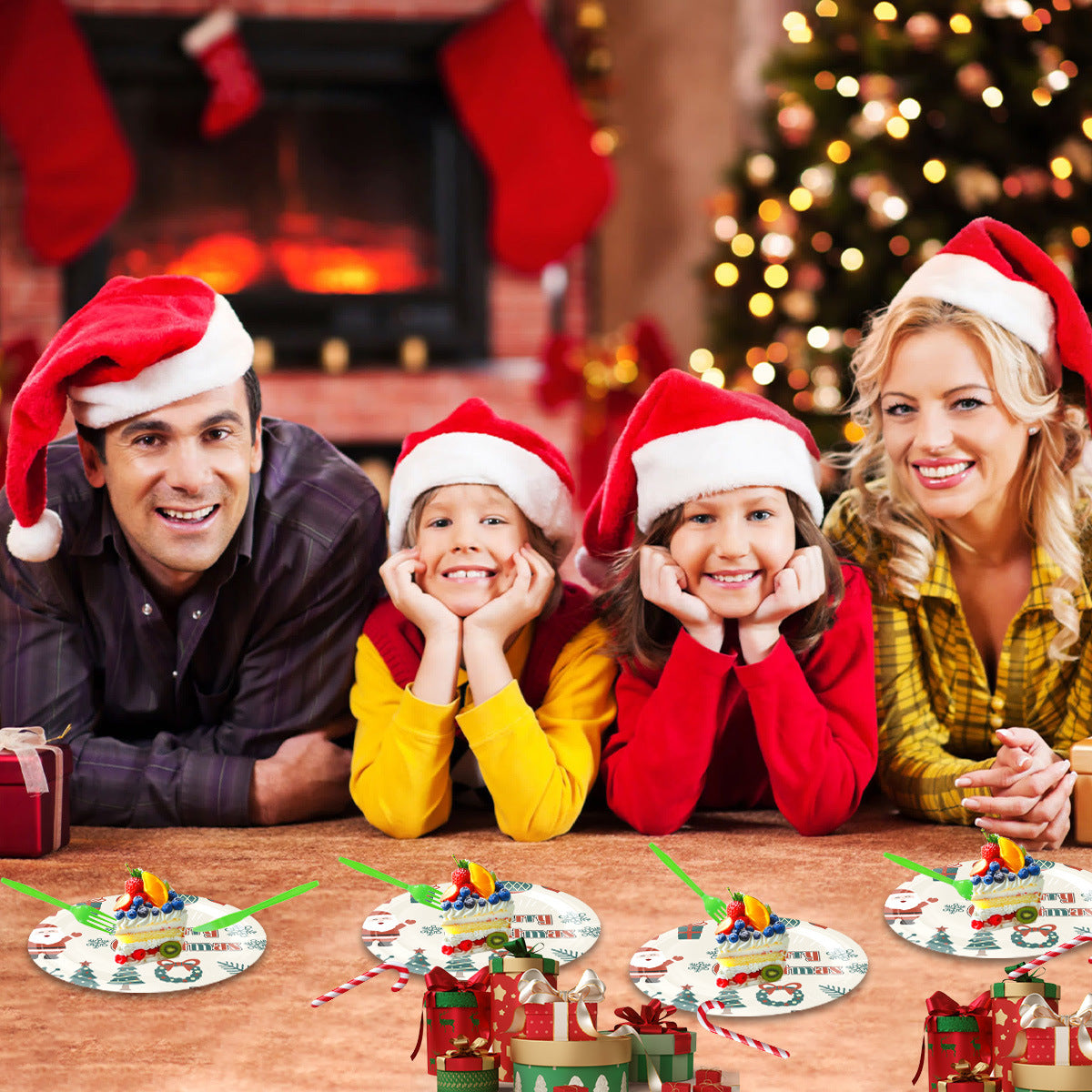 Wholesale Christmas Eve themed party supplies tableware  cake decoration paper set