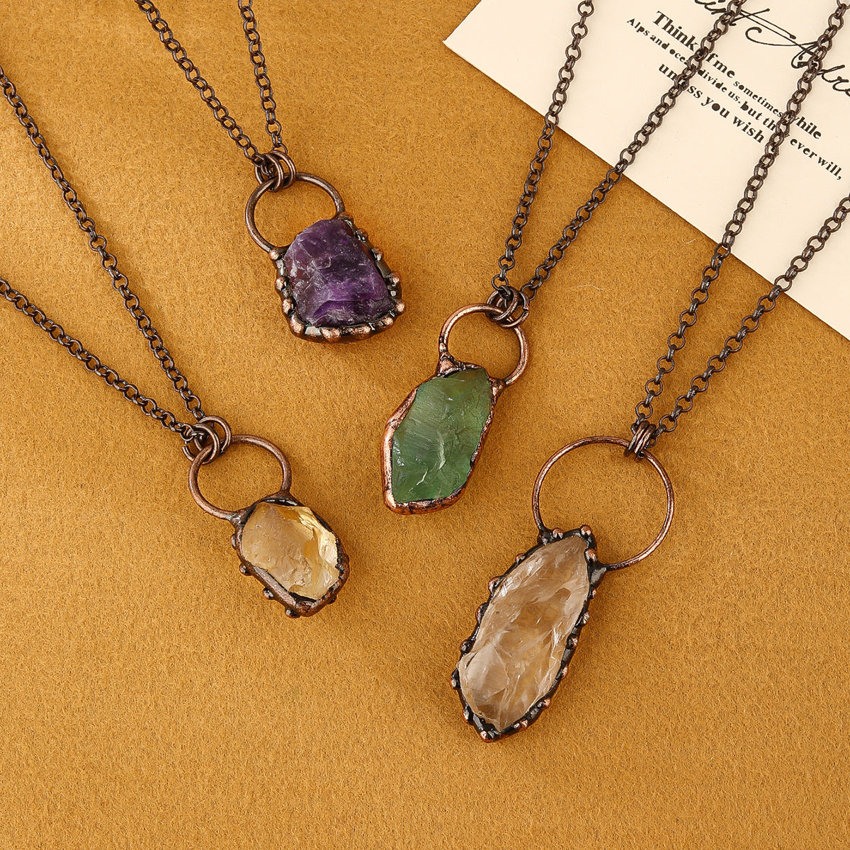 Wholesale Vintage Natural Stone Pendant Necklace