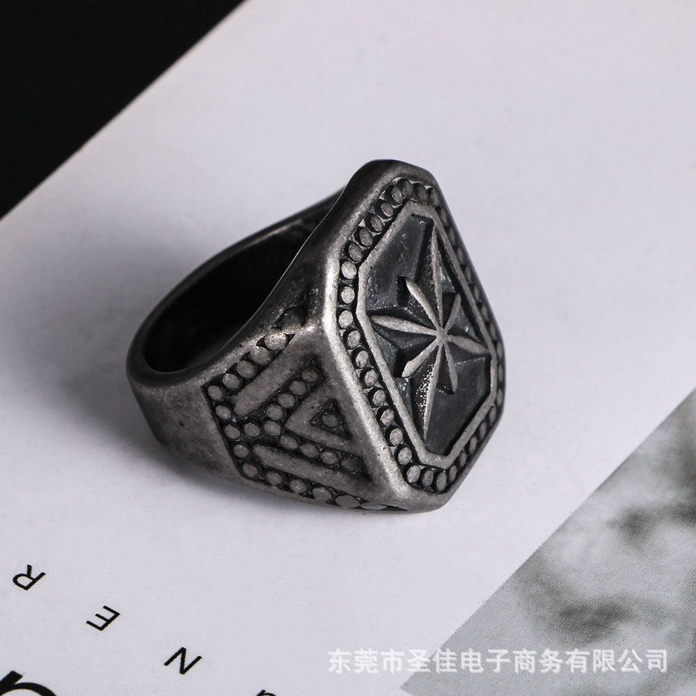 Wholesale Ring male titanium steel ring retro rice punk ring