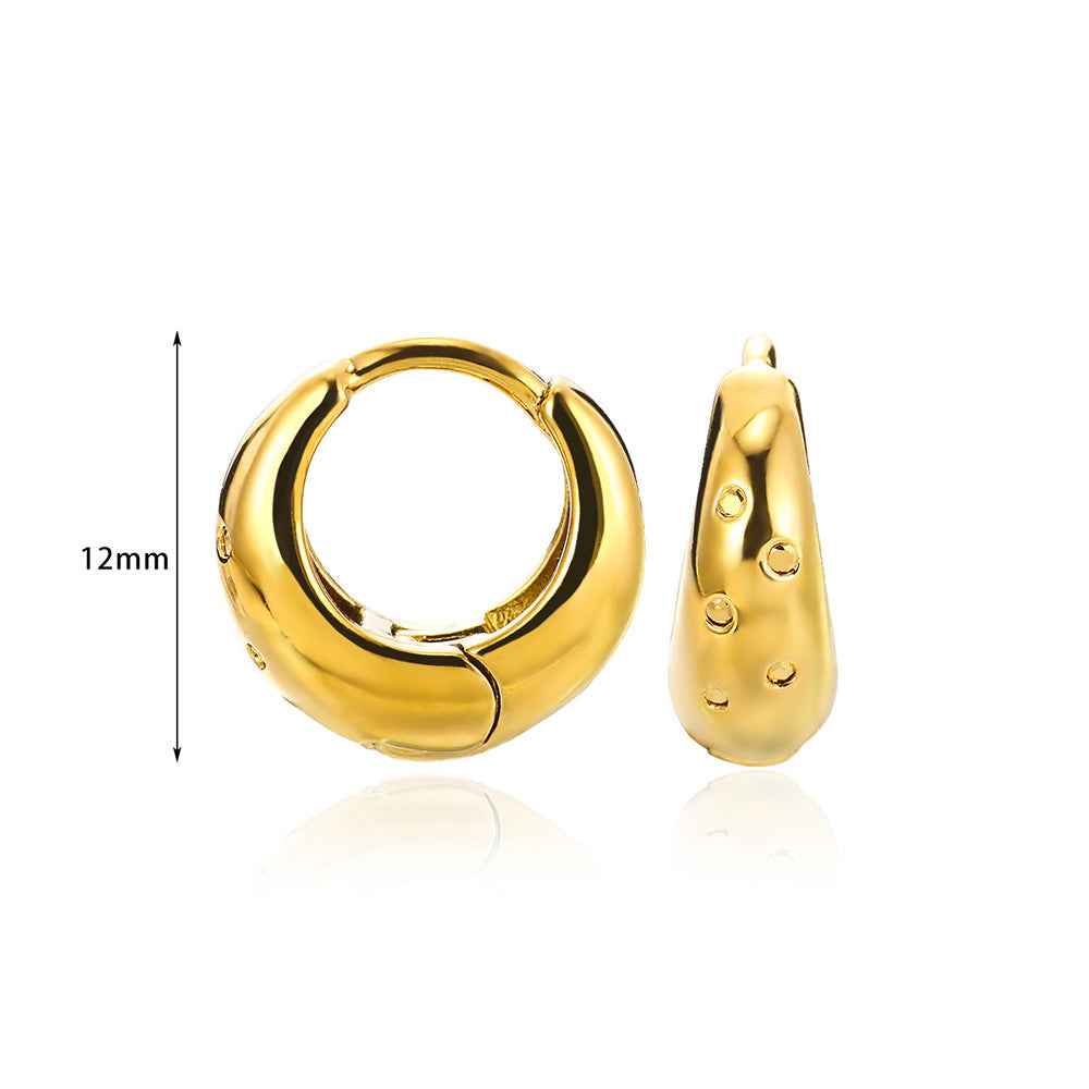 Wholesale non-fading 18K gold titanium steel heart-shaped earrings
