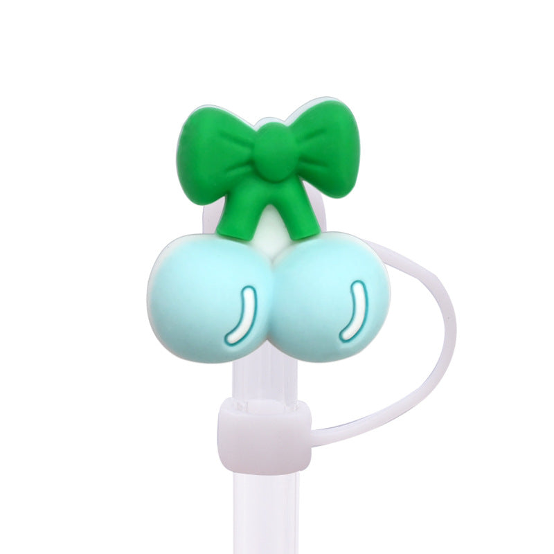 Wholesale Random 100pcs Multicolor Cherry Straw Cover 10MM Straw Tube Cap