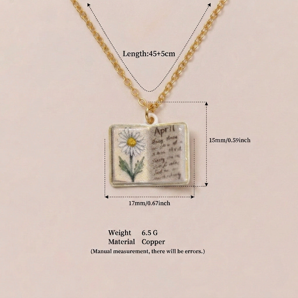 Wholesale Retro Book Pendant Necklace Stylish Copper Design With Everyday Appeal Casual Fashion Accessory Gift
