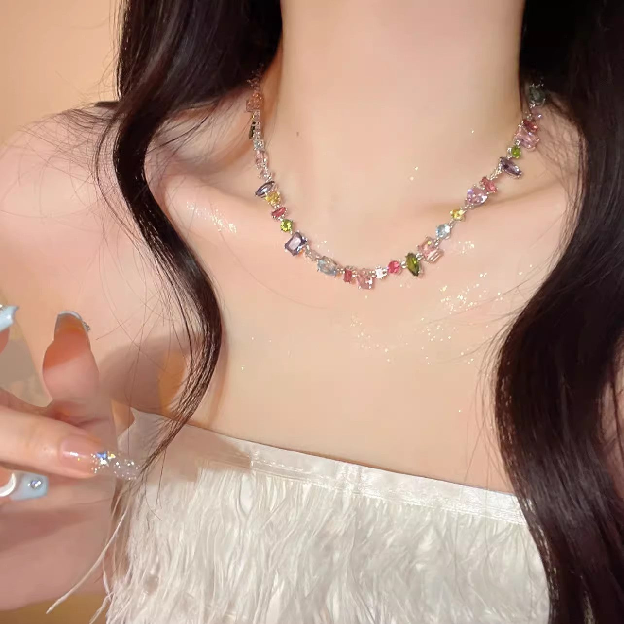 Wholesale Colorful Crystal Candy Zircon Bracelet Alloy Beaded Jewelry Accessory for Gift