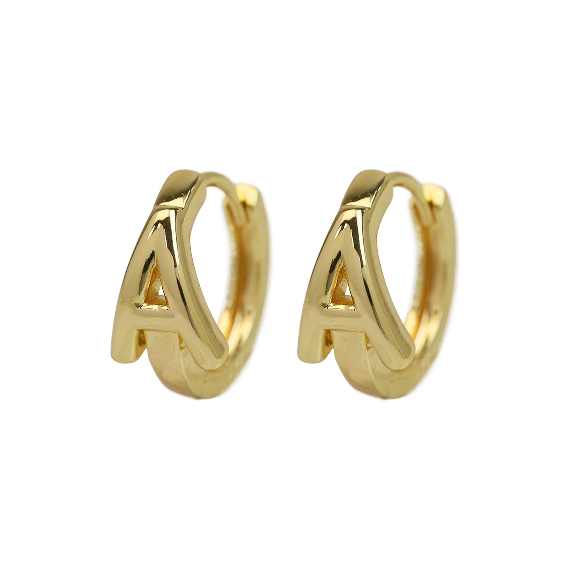 Wholesale 18k gold high-polished brass simple style 26 English letters earrings