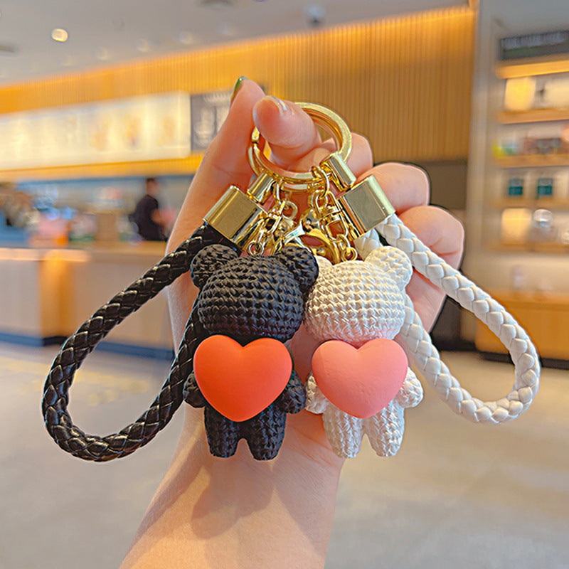 Wholesale Cute Cartoon Love-Heart Bear Schoolbag Car Keychains