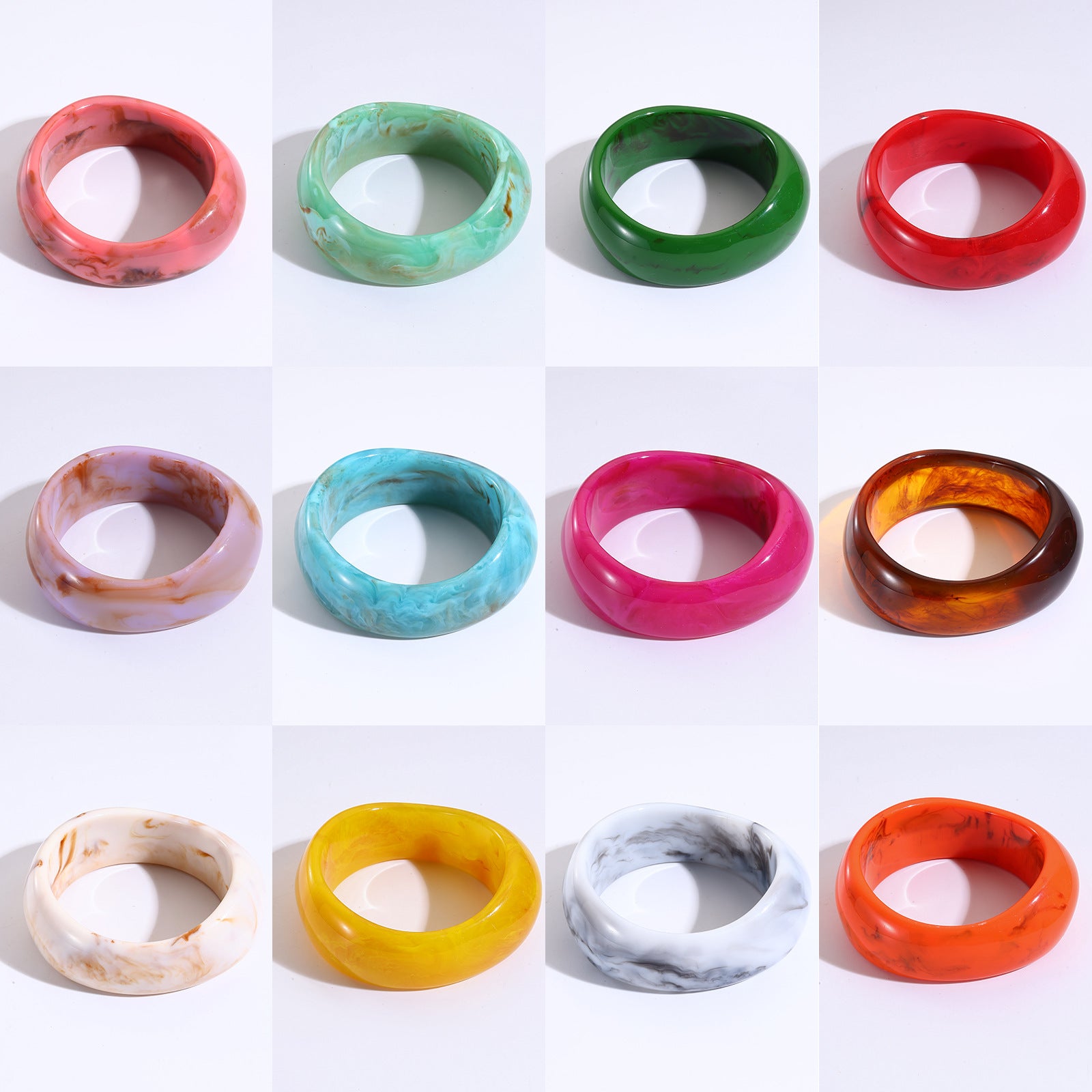 Wholesale Wide Oval Translucent Resin Bracelet Retro Style Jewelry Accessory for Everyday Wear
