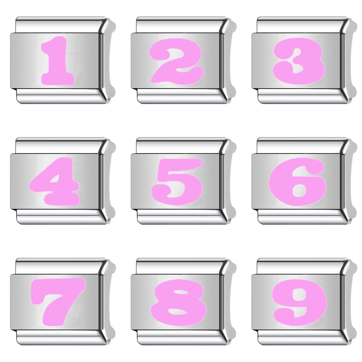 Wholesale  Italian Charm Bracelet 9mm DIY  pink   Creative Stainless Steel Composable Bracelet