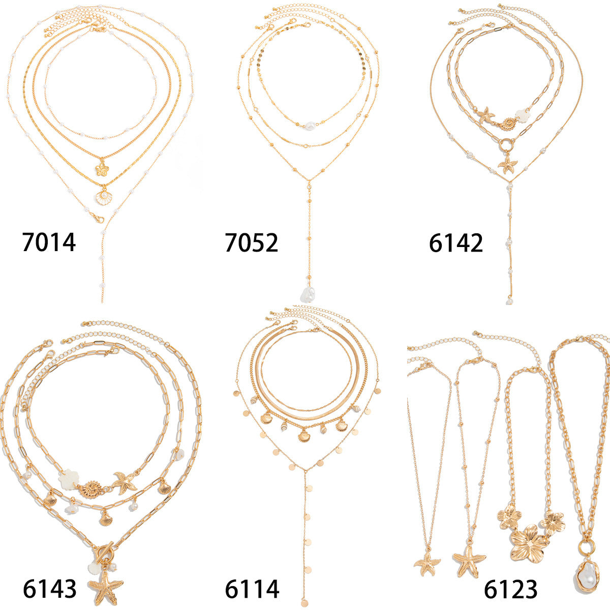 Wholesale Trendy Starfish Pearl Necklace Set Vacation Style Beach Jewelry Boutique Gift