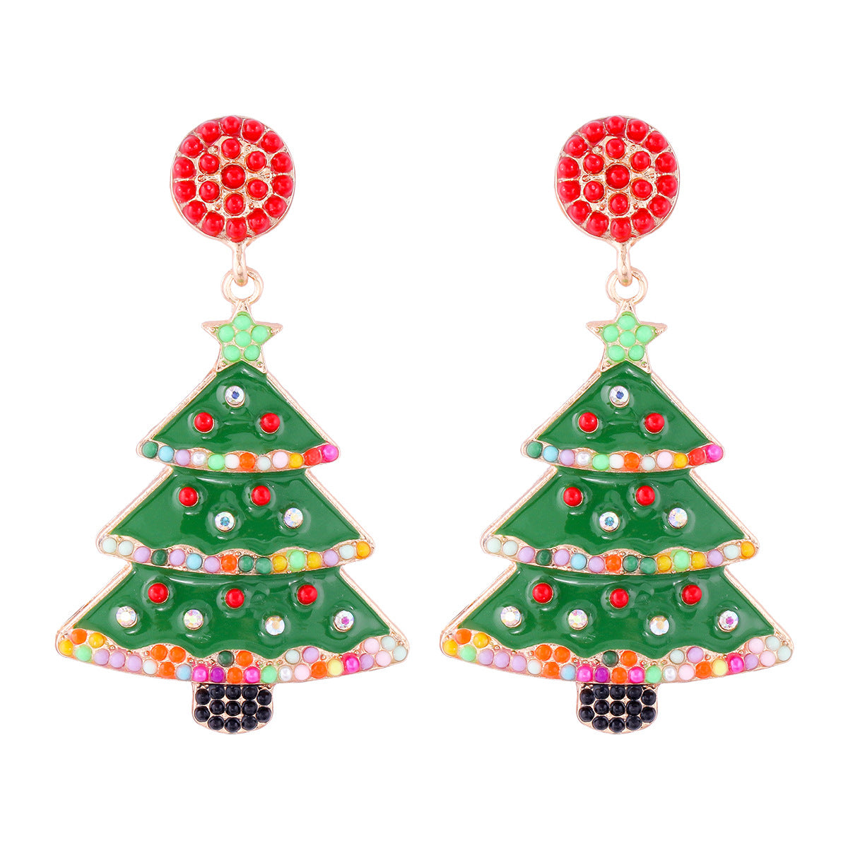 Wholesale Christmas Cartoon Christmas Tree Oil Drop Earrings ACC-ES-JuJia011