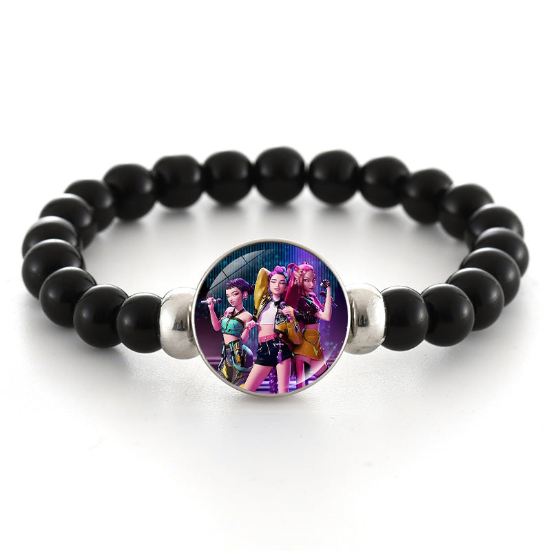 Wholesale kpop anime bracelet black beaded bracelet