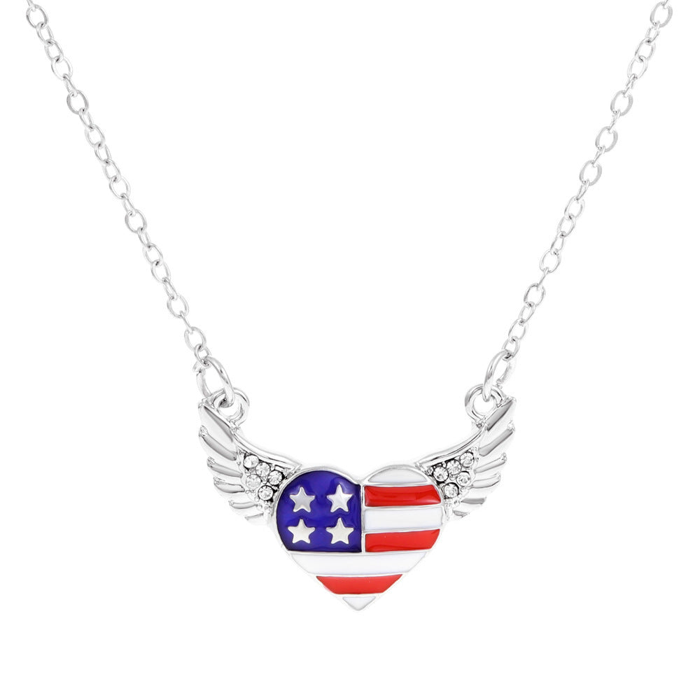 Wholesale  US Independence Day Flag Pendant Necklace
