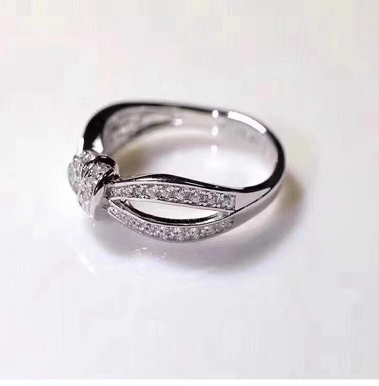Wholesale Diamond Ring  BowMoxan Silver Plated Full Diamond Light Luxury Finger Ring