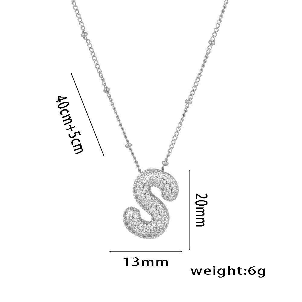 Wholesale Micro-Inlaid Zirconia Letter Pendant Necklace ACC-NE-KuCai012