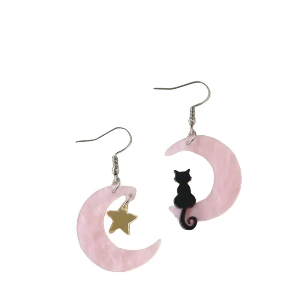 Wholesale Cute Cartoon Moon Cat Acrylic Earrings