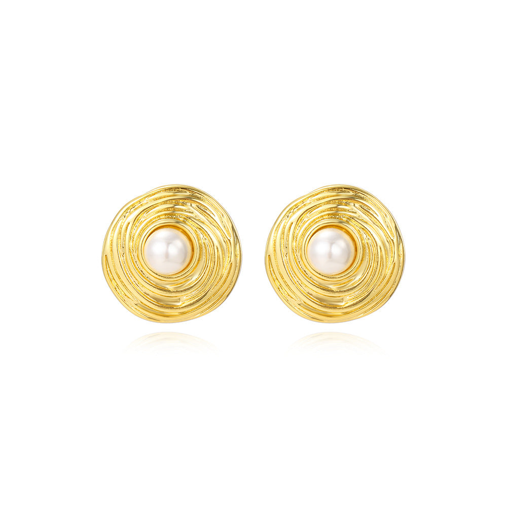 Wholesale  Plated 18K Gold Threaded Light  Pearl Earrings