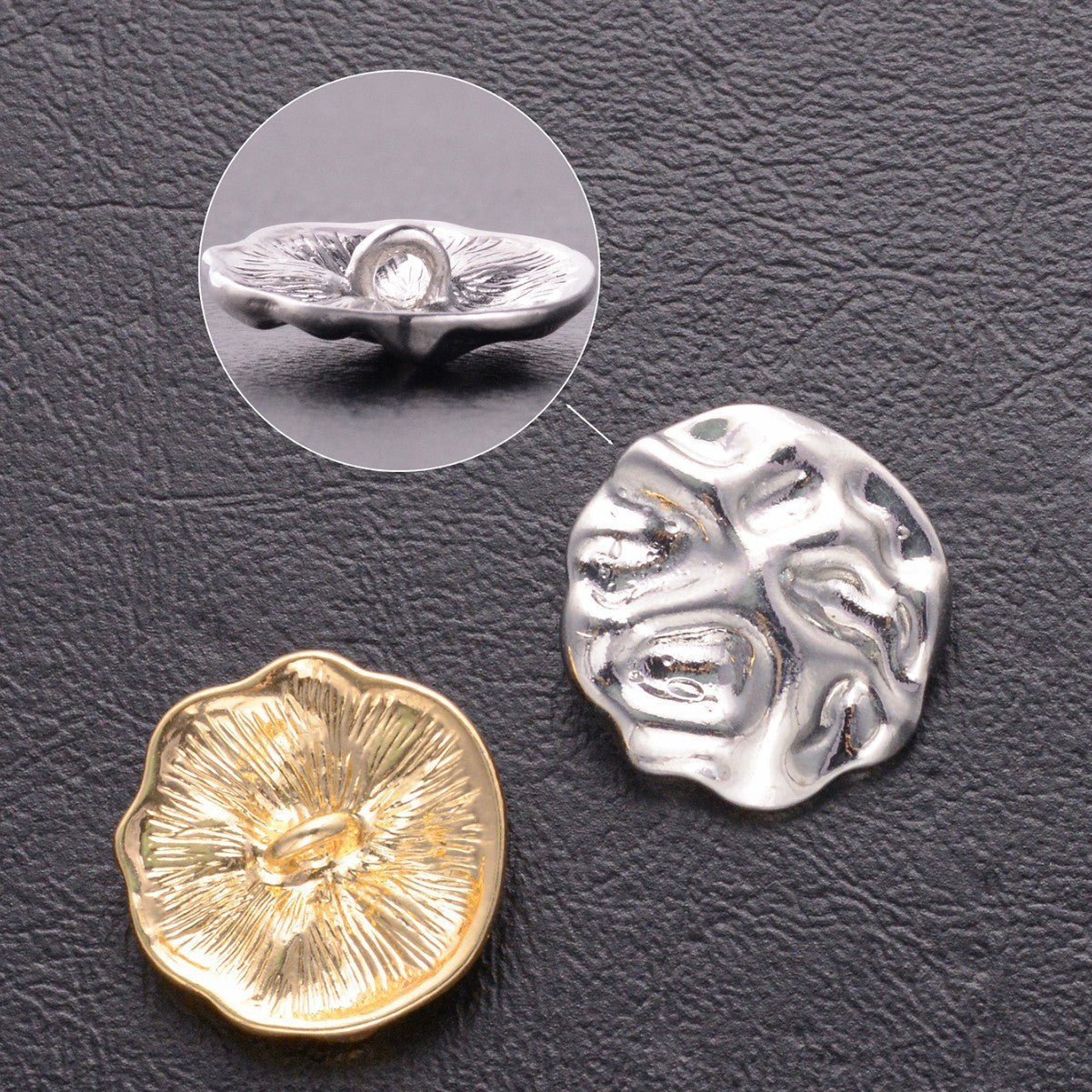 Wholesale 5pcs Metal round smooth hammered-finish cufflinks