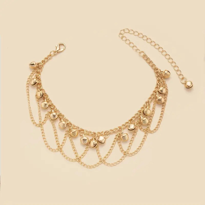 Wholesale Bohemian style tassel bell anklet  beach foot jewelry anklet