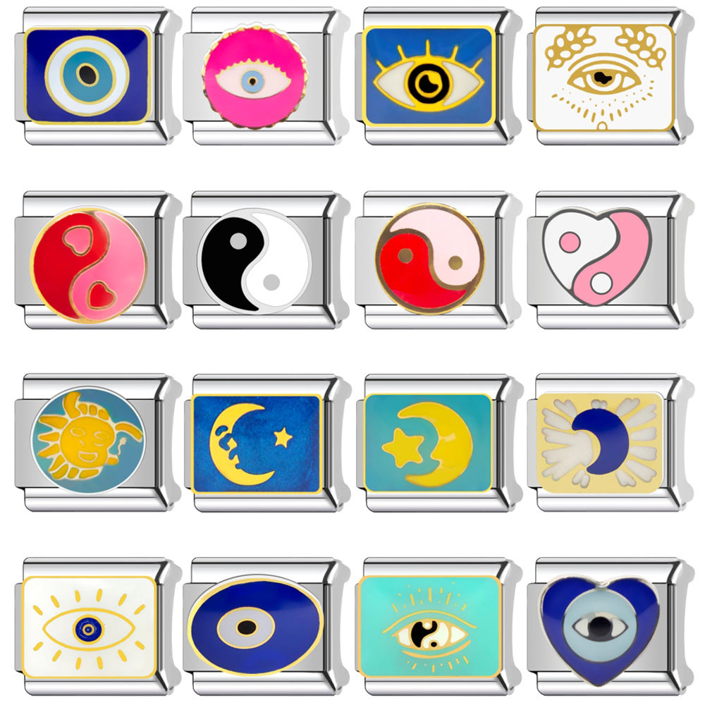 Wholesale 9mm Italian Charm Starter Bracelets DIY square Single Section Creative Stainless Steel Composable Bracelet