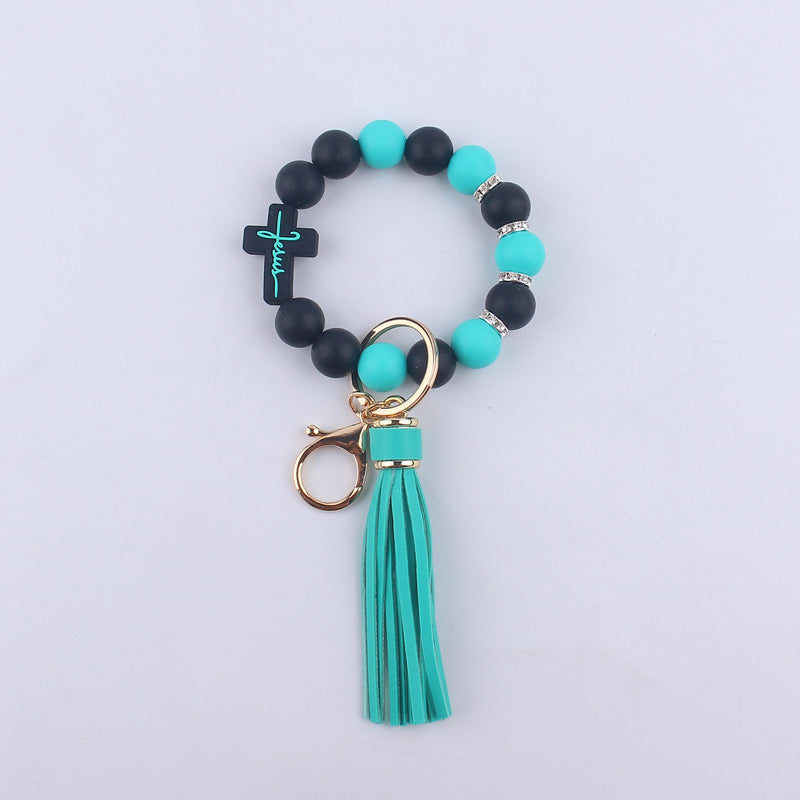 Wholesale Cartoon Cross Silicone Beaded Wrist Keychain ACC-KC-GuangTian025