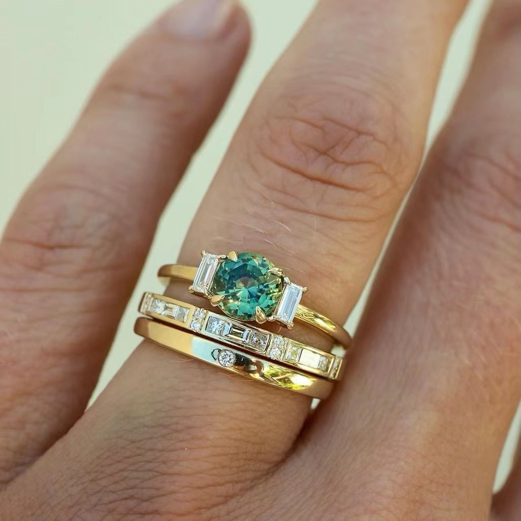 Wholesale Fashion Zircon Jewelry Engagement Accessories Alloy Rings ACC-RS-SanJie005