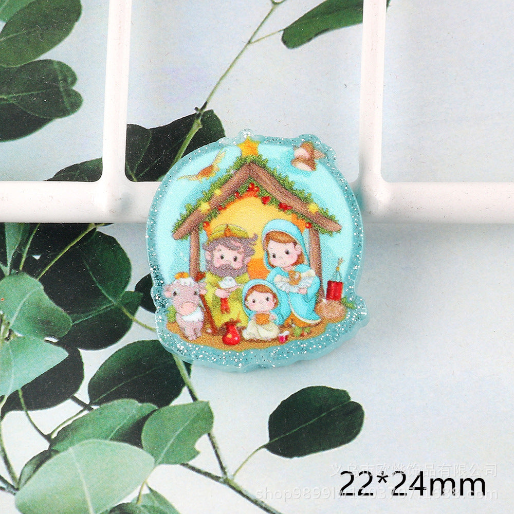 Wholesale New Cross-Border Straight Hole Cartoon Princess Animal DIY Acrylic Handmade Beaded Mobile Phone Key Chain Jewelry Accessories