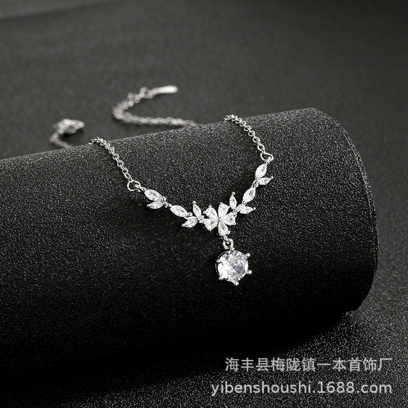 Wholesale Floral Wheat Ear Design Titanium Steel Necklace Electroplated Jewelry Accessory for Women