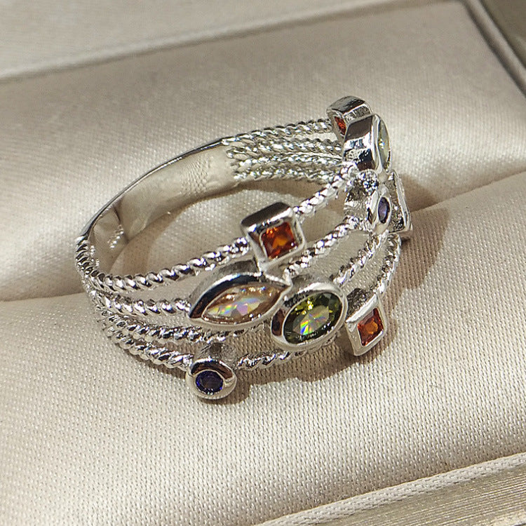 Wholesale platinum plated environmental protection copper color with zircon jewelry  ring