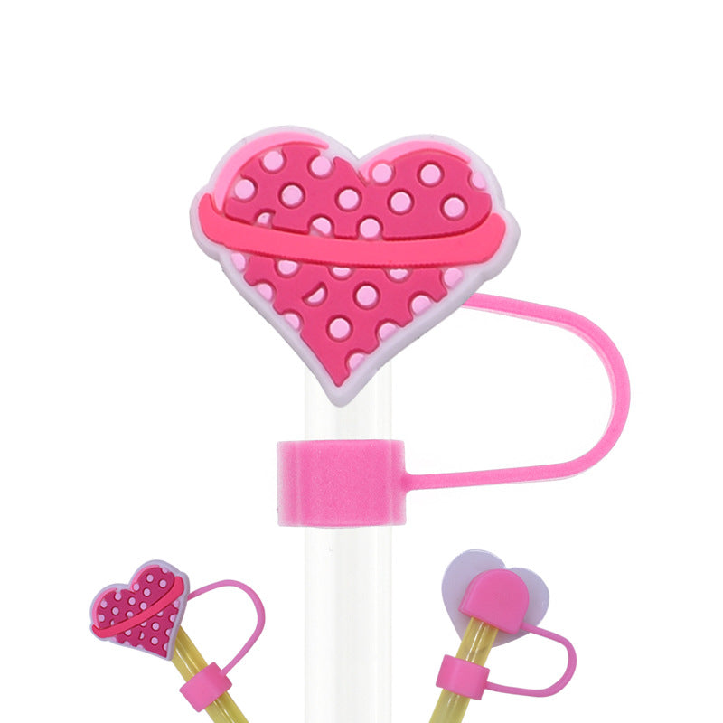 Wholesale Random 100pcs Cartoon Heart Straw Cover Straw Tube Cap