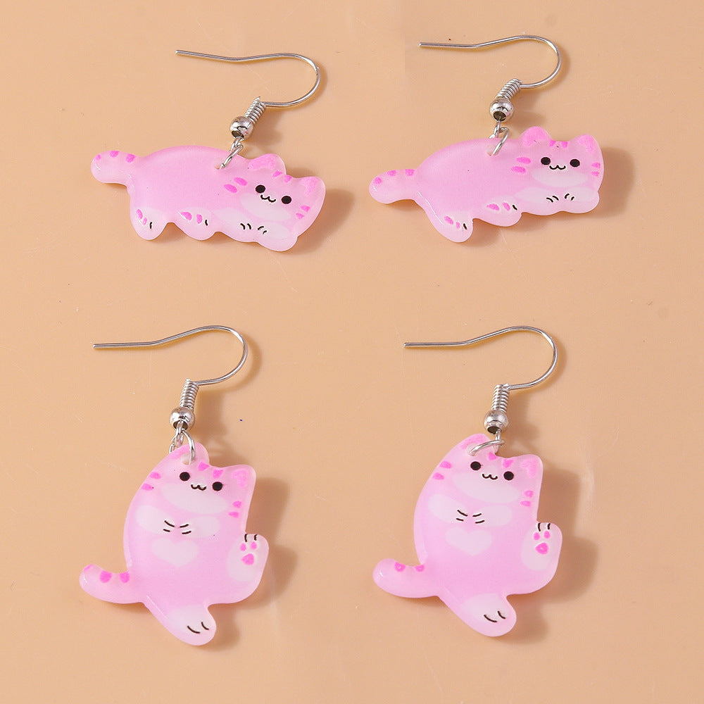 Wholesale Pink Animal Ear Hook Cat Earrings