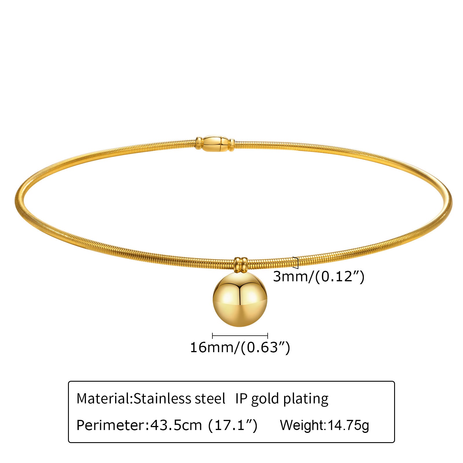 Wholesale Stainless Steel Collar Bone Chain 18K Gold Balls Choker Necklace ACC-NE-HuaLanXin001