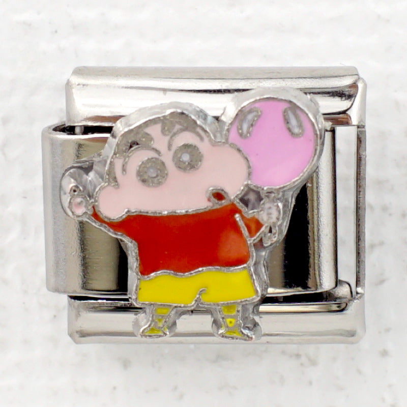 Wholesale 5pcs/pack Cartoon Italian Charms Single Section Creative Stainless Steel Composable Bracelet