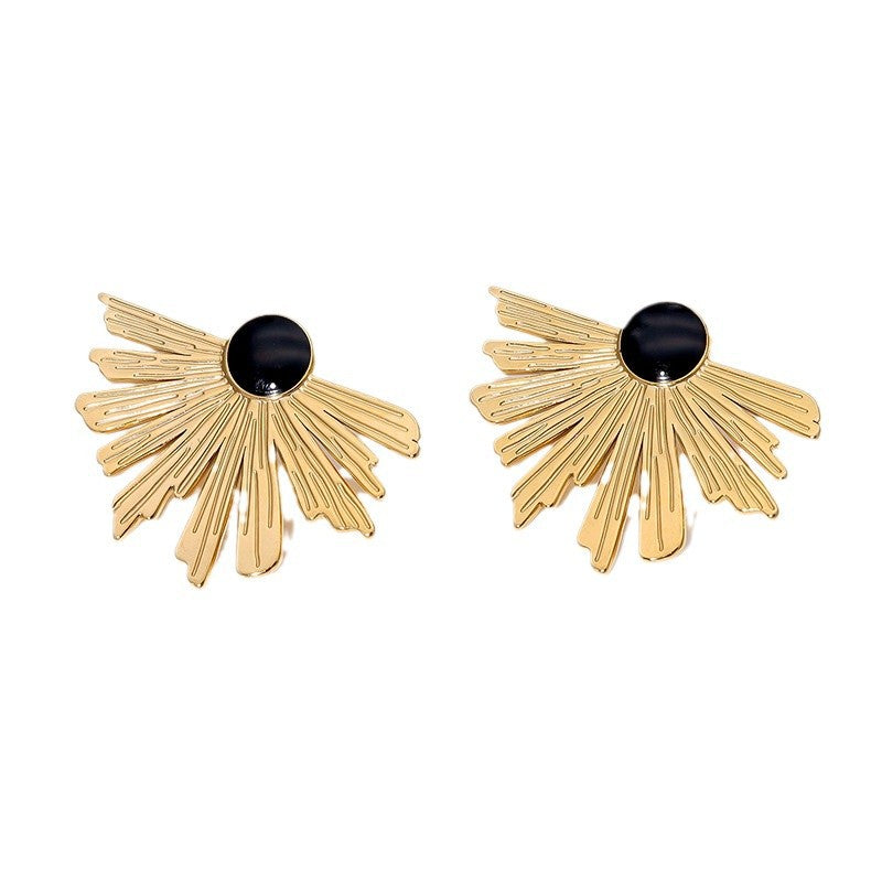 Wholesale irregular fan-shaped high-grade stainless steel earrings