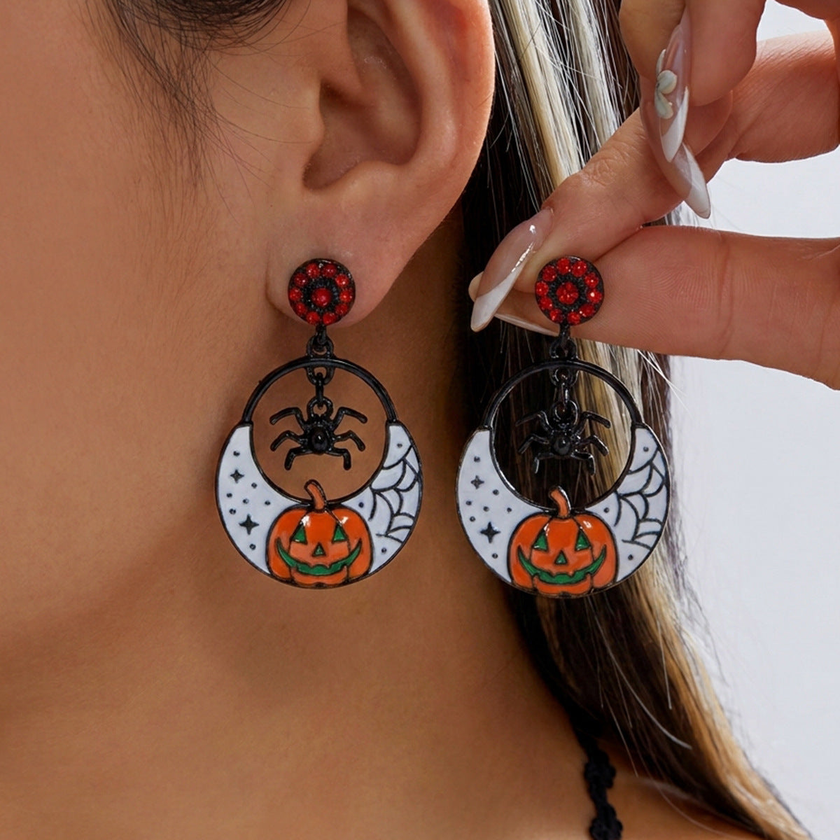Wholesale  Skull Pumpkin Drip Rhinestone Earrings Alloy Fashion Jewelry for Party