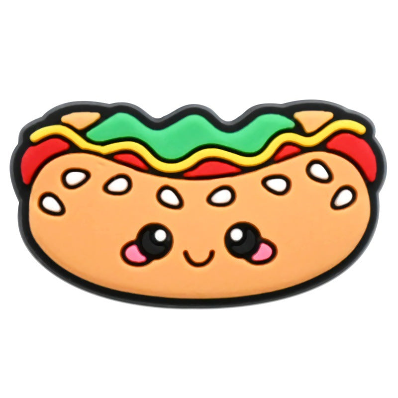 Wholesale Random 100pcs Cartoon Food Series  PVC Soft Rubber Shoe Buckle Decoration