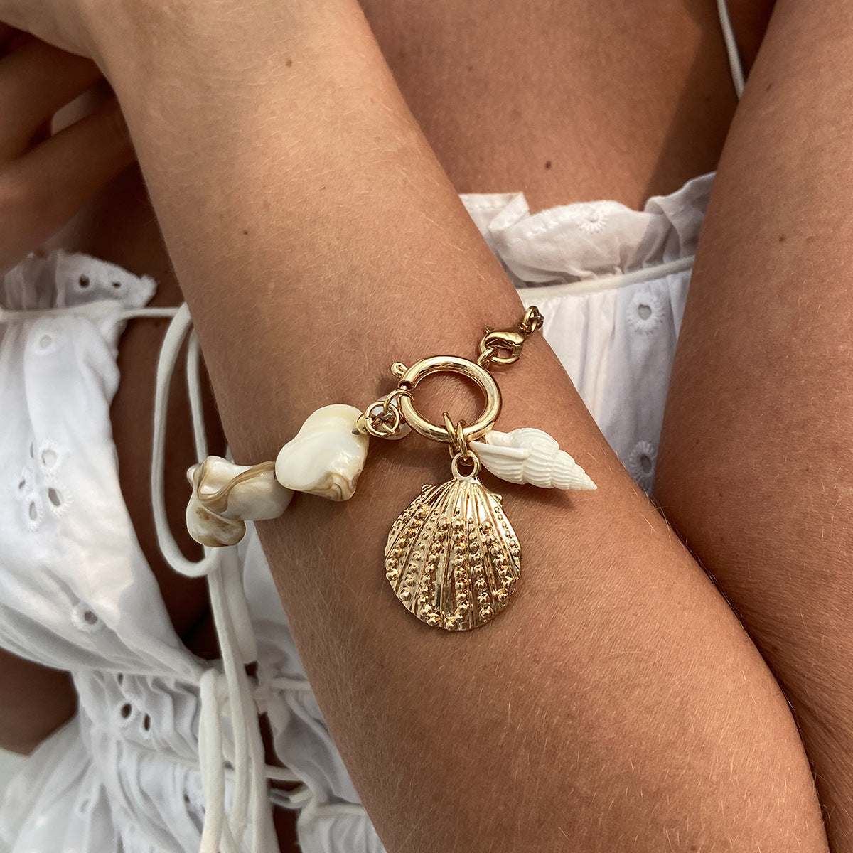 Wholesale Vacation Seashell and Starfish Alloy Pendant Necklace Set