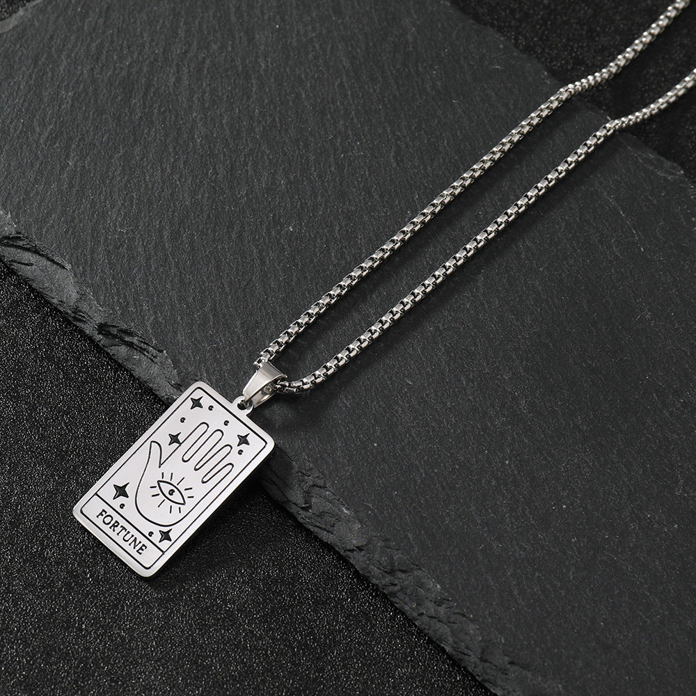 Wholesale Stainless Steel Light Luxury Tarot Pendant Sweater Necklaces ACC-NE-WangG007