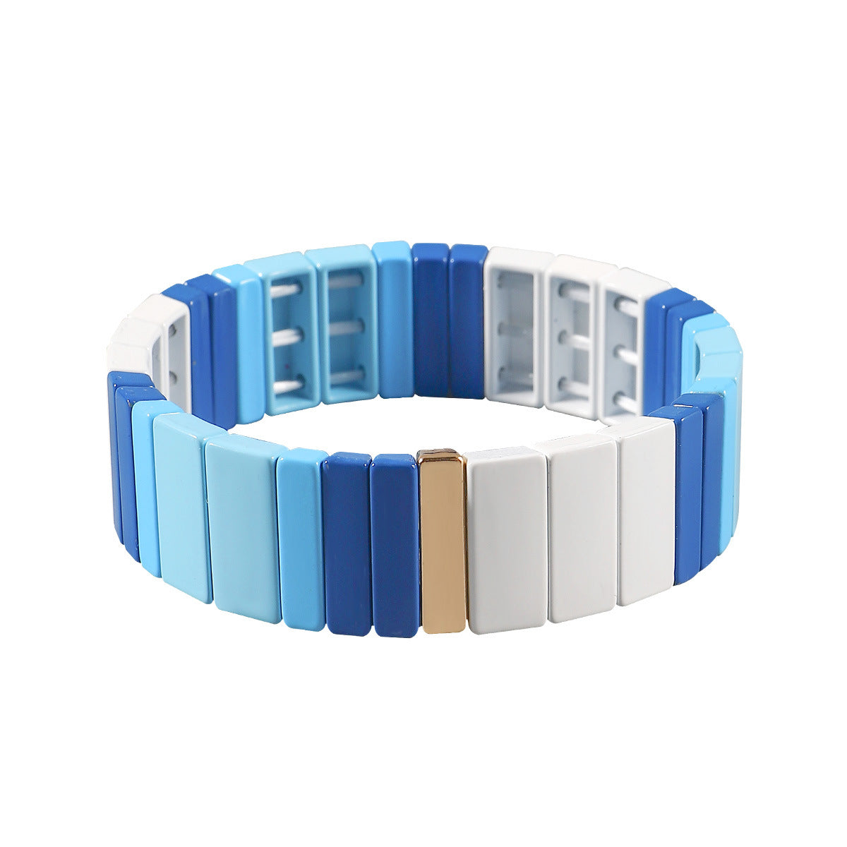 Wholesale Geometric Irregular Matte RA Enamel Multi-layer Elastic Bracelet