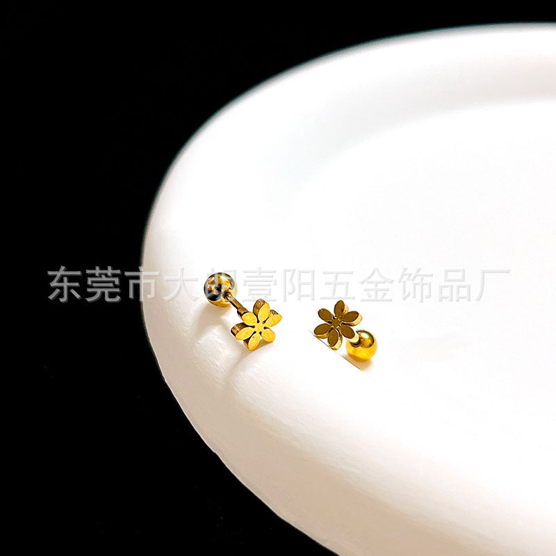 Wholesale Titanium Steel Stylish Heart  Star Screw-Back Cartilage Stud